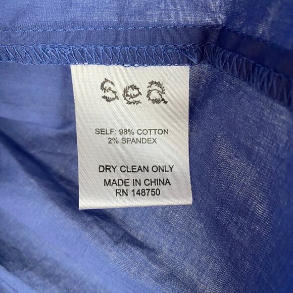 Sea New York Marlene Dress Size XS Blue Cotton Mini Flutter Smock Sustainable - Picture 12 of 14